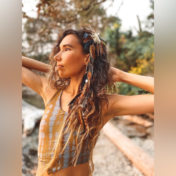 BOGO Brown feather beaded hair clip! - Picture 4 of 6